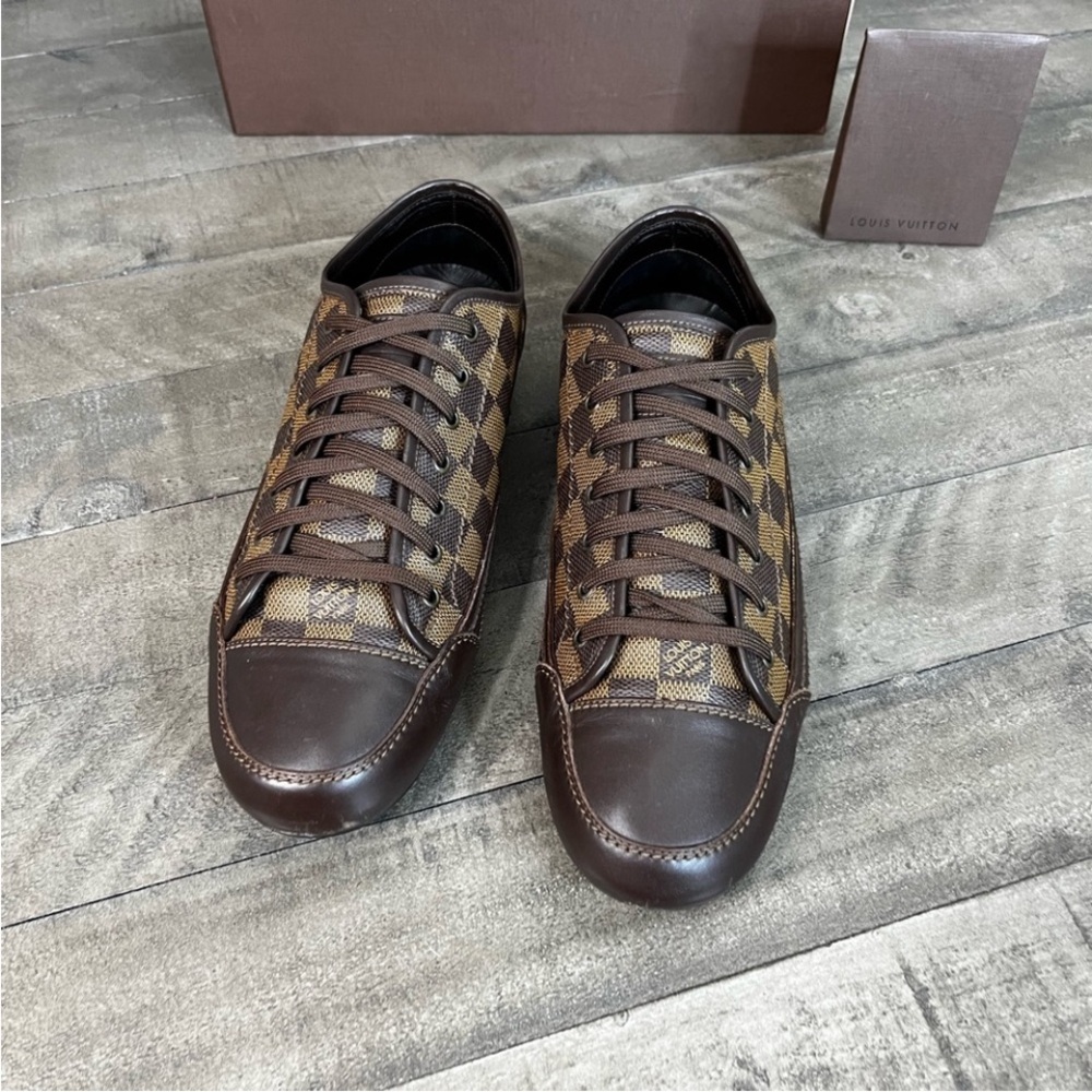 Louis Vuitton Damier Ebene Canvas Leather Shoes Sz10.5 - Picture 3 of 6